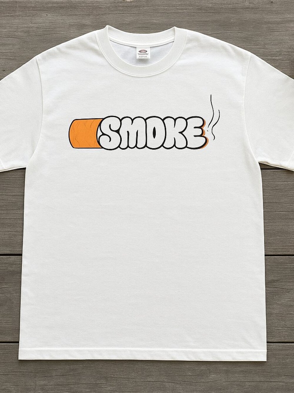 Smoke Graphic Tee | Retro Orange Cigarette-Inspired Design White T-Shirt